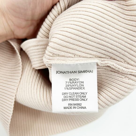 Jonathan Simkhai‎ Womens Abia Compact Rib Sweetheart Neck Cropped Tee Top Size L - Picture 5 of 6